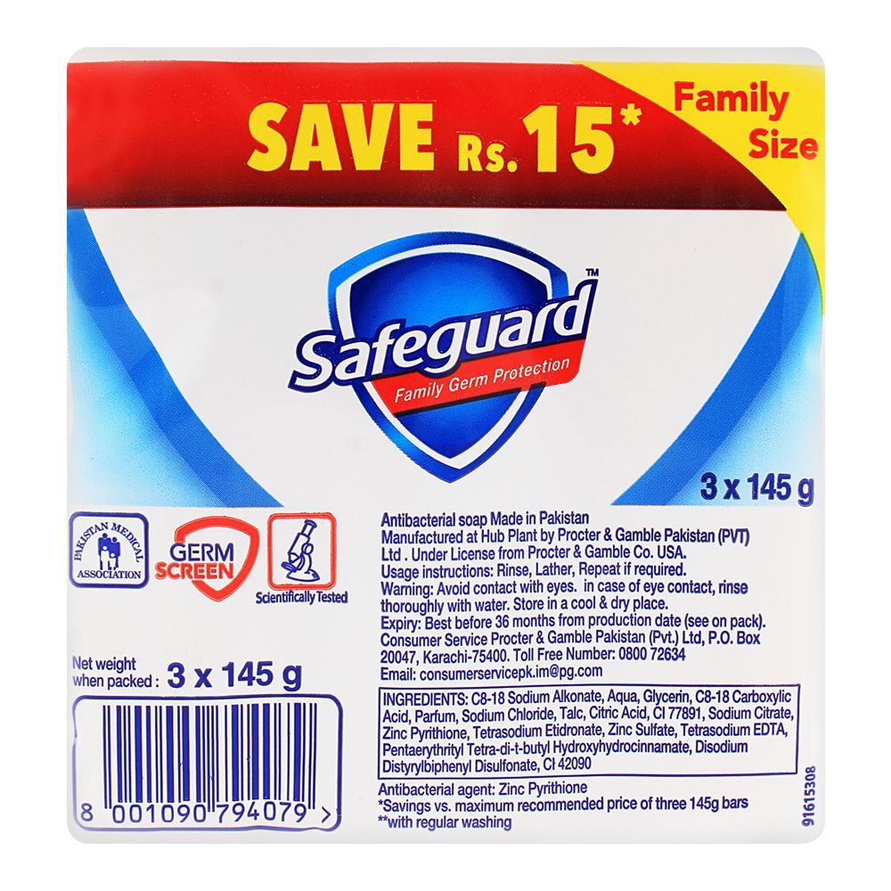 Safeguard Soap Pure White 3-Pack 145gm Value Pack, Soaps, Safeguard, Chase Value