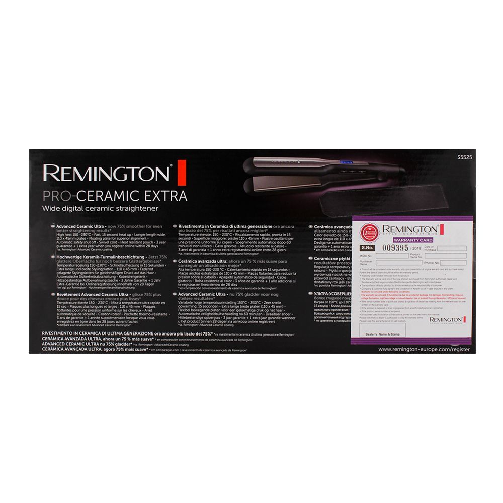 Remington Straight Extra Wide Plates Advanced Ceramic Hair Straightener S5525, Straightener & Curler, Remington, Chase Value