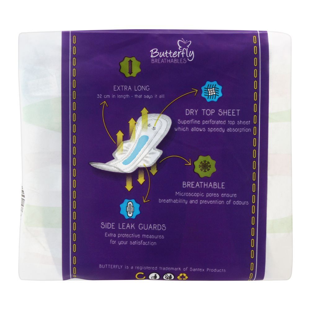 Butterfly Breathables Ultra Thin Sanitary Napkins, Dry Mesh Topsheet, Extra Large, 7 Pads, Sanitory Napkins, Butterfly, Chase Value