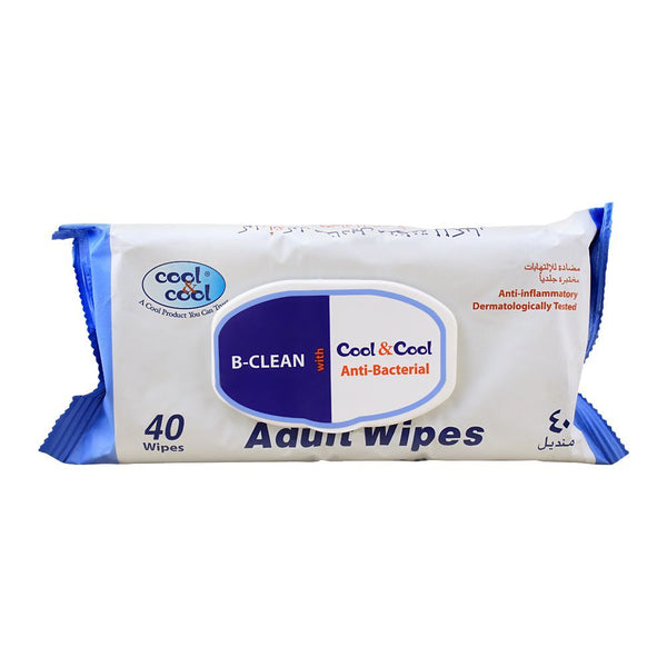 Cool & Cool B-Clean Anti-Bacterial Adult Wipes, 40-Pack, Diapers & Wipes, Cool & Cool, Chase Value