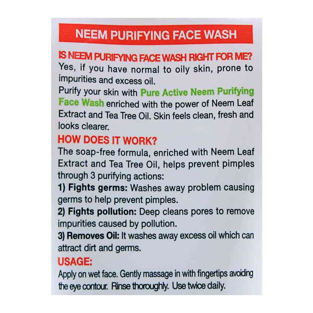 Garnier Skin Active Pure Active Neem Purifying Face Wash, For Normal To Oily Skin, 100ml, Face Washes, Garnier, Chase Value