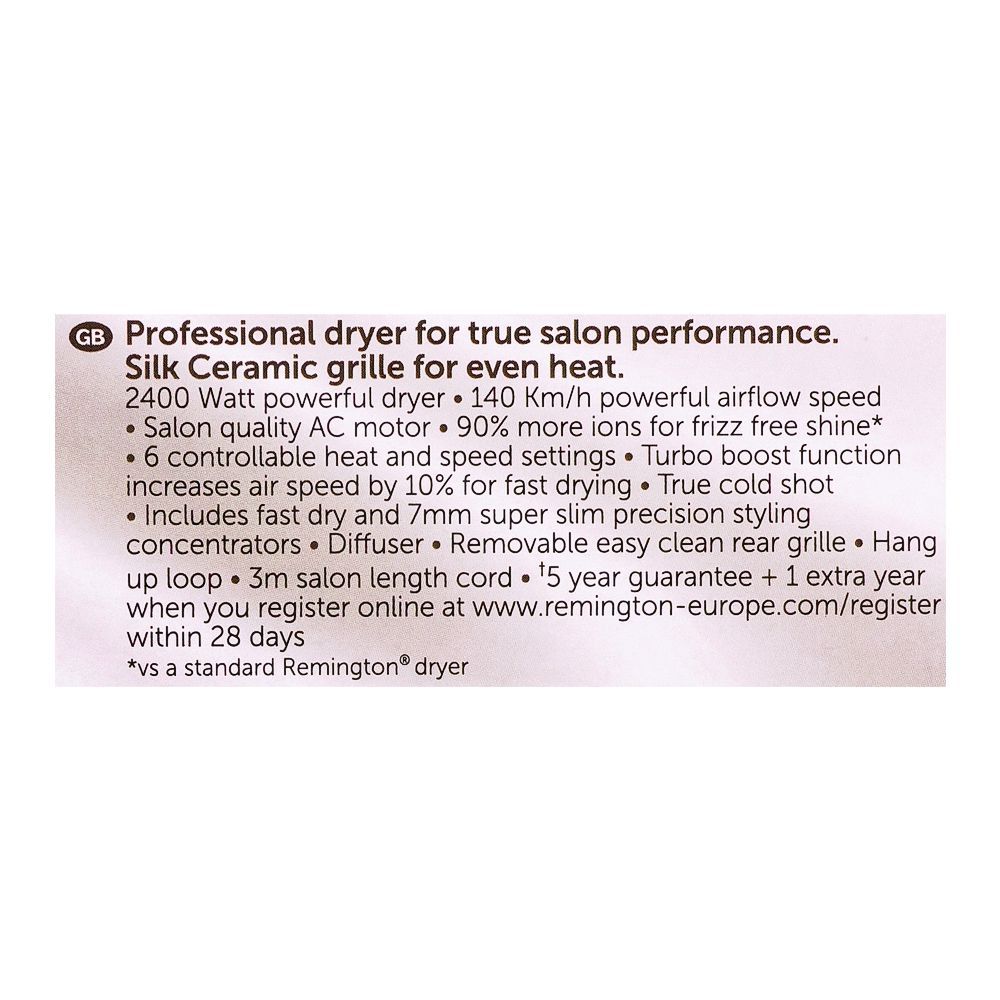 Remington Professional Silk Hair Dryer, 2400W, AC9096, Hair Dryer, Remington, Chase Value