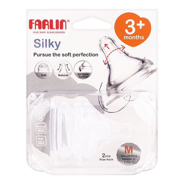 Farlin Silky Wide Neck Nipple, 3 Months+, 2-Pack, AC-22004-M, Feeding Supplies, Farlin, Chase Value