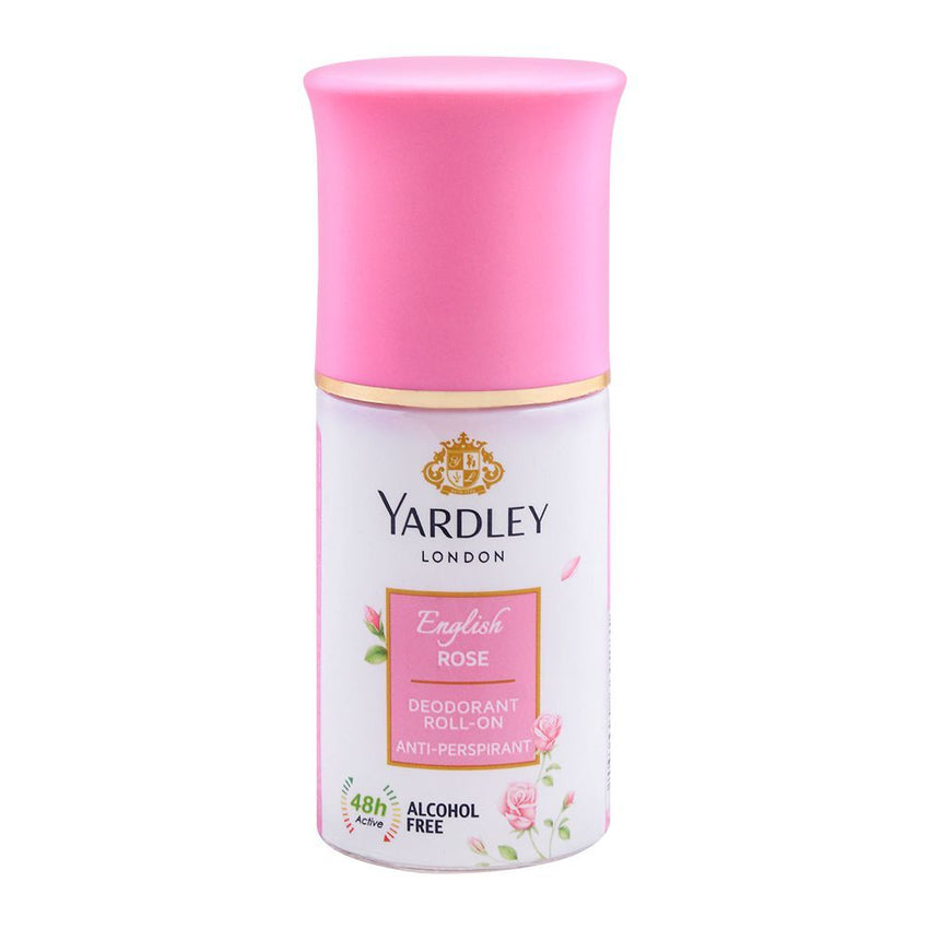 Yardley English Rose Roll-On Deodorant, For Women, Alcohol Free, 50ml