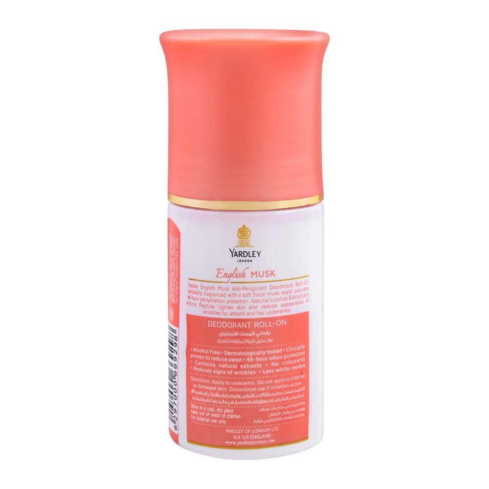 Yardley English Musk Roll-On Deodorant, For Women, 50ml, Body Roll On & Sticks, Yardley, Chase Value