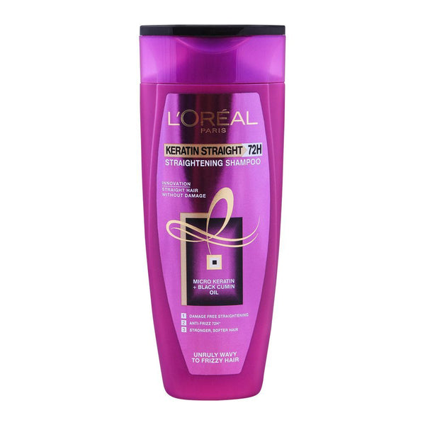 L'Oreal Paris Keratin Straight 72H Straightening Shampoo, For Unruly Wavy To Frizzy Hair, 175ml, Shampoo & Conditioner, L'Oreal, Chase Value