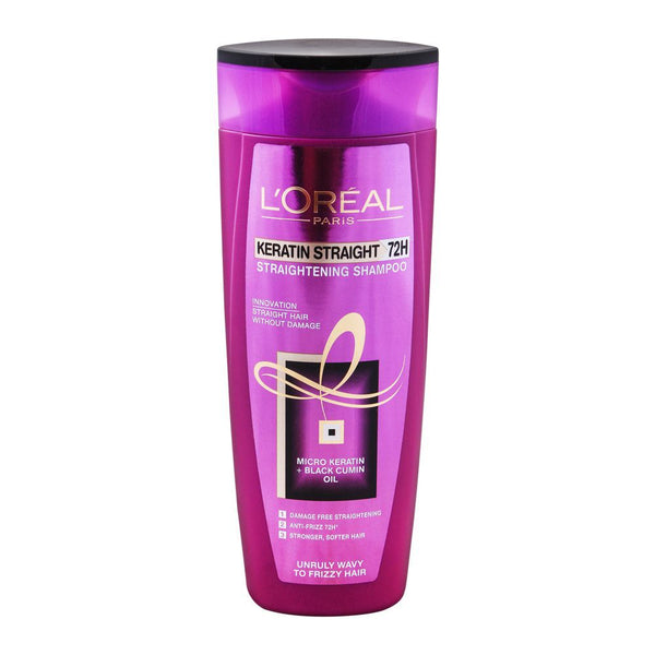 L'Oreal Paris Keratin Straight 72H Straightening Shampoo, For Unruly Wavy To Frizzy Hair, 360ml, Shampoo & Conditioner, Loreal, Chase Value