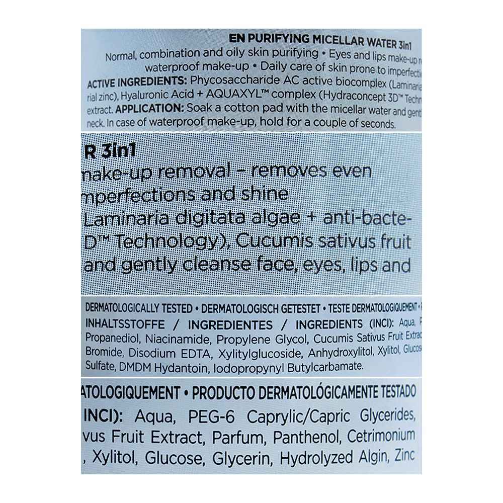 Eveline Facemed+ 3-In-1 Purifying Micellar Water, Alcohol Free, 400ml, Makeup Removers & Cleansers, Eveline, Chase Value