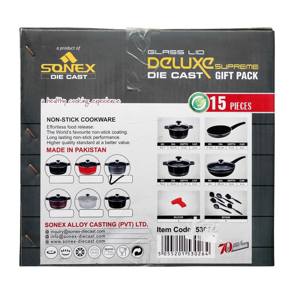 Sonex Non-Stick Cookware 15 Pieces - Deluxe Supreme, Cookware & Pans, Sonex, Chase Value