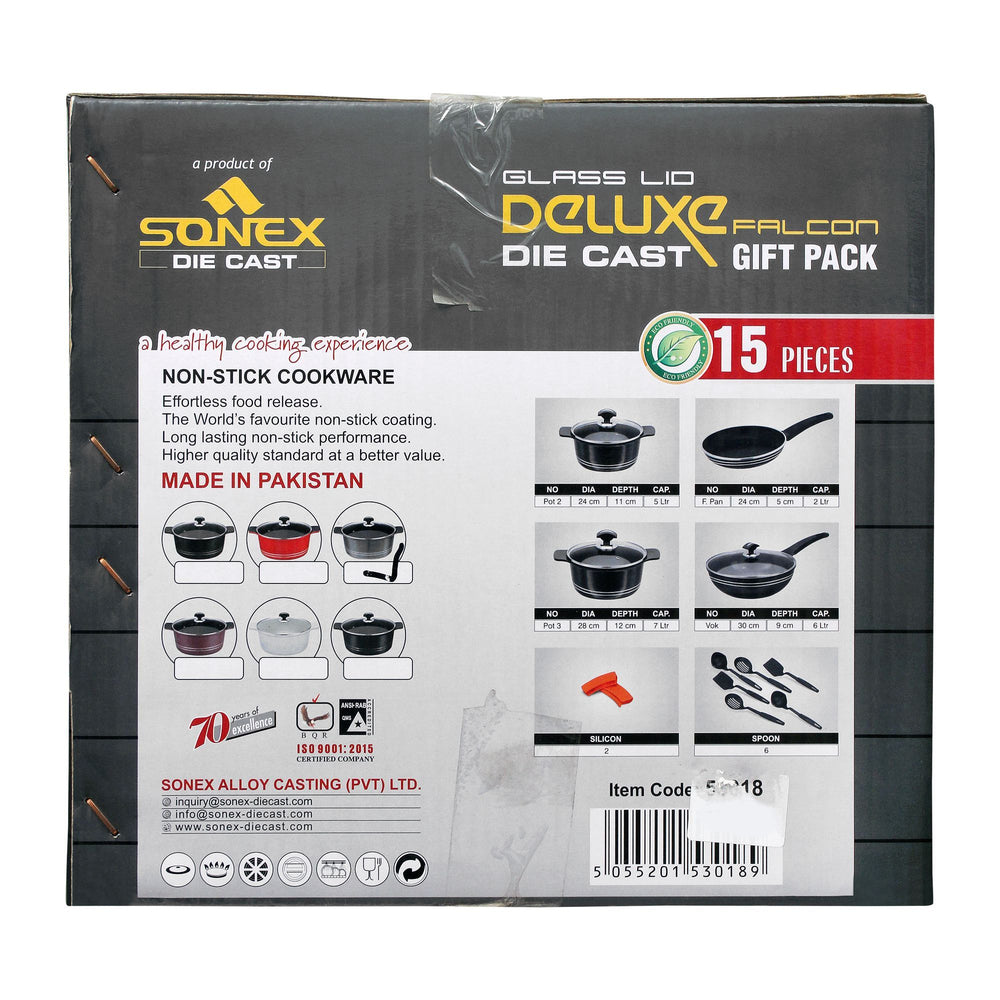 Sonex Non-Stick Cookware 15 Pieces - Deluxe Falcon, Cookware & Pans, Sonex, Chase Value