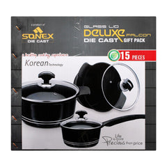Sonex Non-Stick Cookware 15 Pieces - Deluxe Falcon