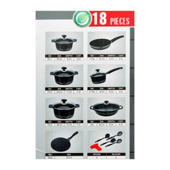 Sonex Glass Lid Deluxe Plus Die Cast Cooking Set, 18 Pieces, 53019, Cookware & Pans, Sonex, Chase Value