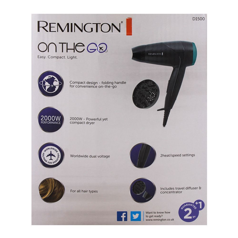 Remington Hair Dryer D1500, Hair Dryer, Remington, Chase Value