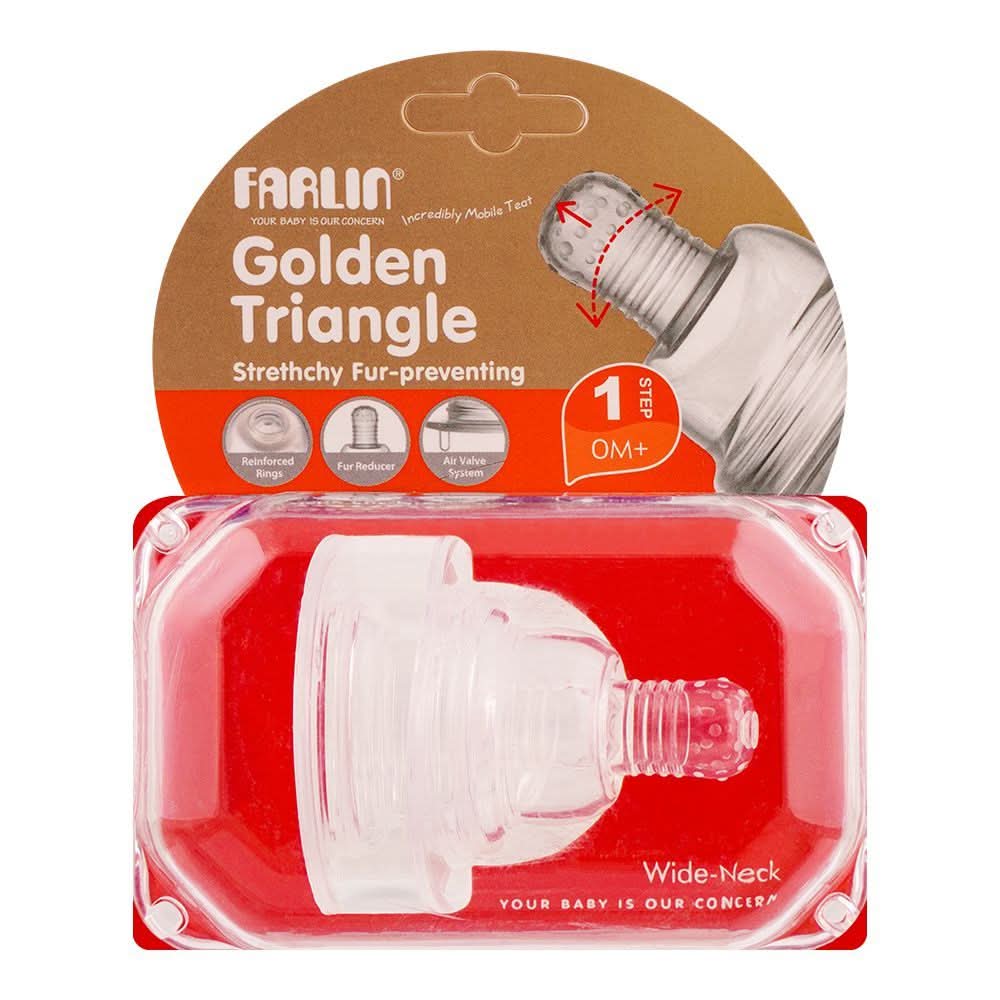 Farlin Golden Triangle Strethchy Fur Wide Neck Nipple, 0m+, P-3-S, Feeding Supplies, Farlin, Chase Value