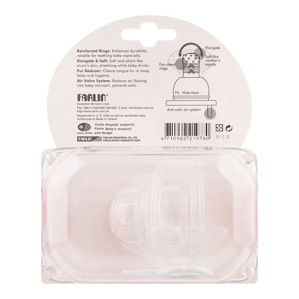 Farlin Golden Triangle Strethchy Fur Wide Neck Nipple, 0m+, P-3-S, Feeding Supplies, Farlin, Chase Value