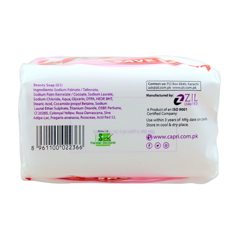 Capri Moisturising Strawberry Softeners Soap, Saving Pack 3x140g, Soaps, Capri, Chase Value