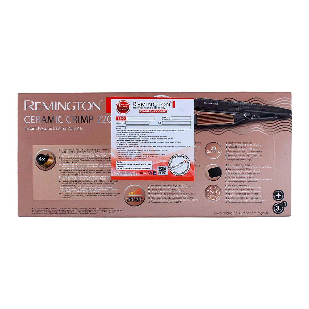 Remington Ceramic Crimp 220 Hair Straightener S3580, Straightener & Curler, Remington, Chase Value