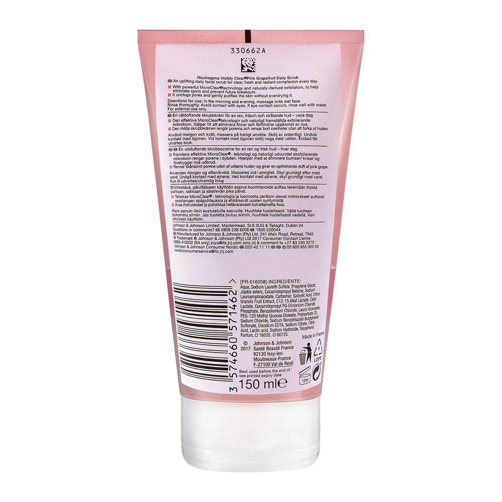 Neutrogena Visibly Clear Pink Grapefull Daily Scrub 150ml, Scrubs, Neutrogena, Chase Value