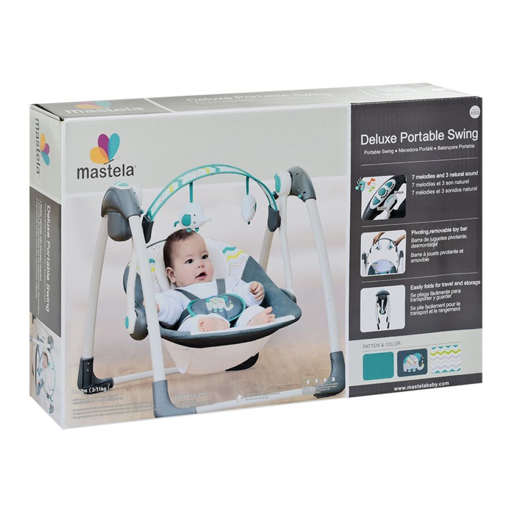Mastela Deluxe Portable Baby Auto Swing, Elephant, 3-11 Kg, 6503, Carrier Strollers & Furniture, Mastela, Chase Value