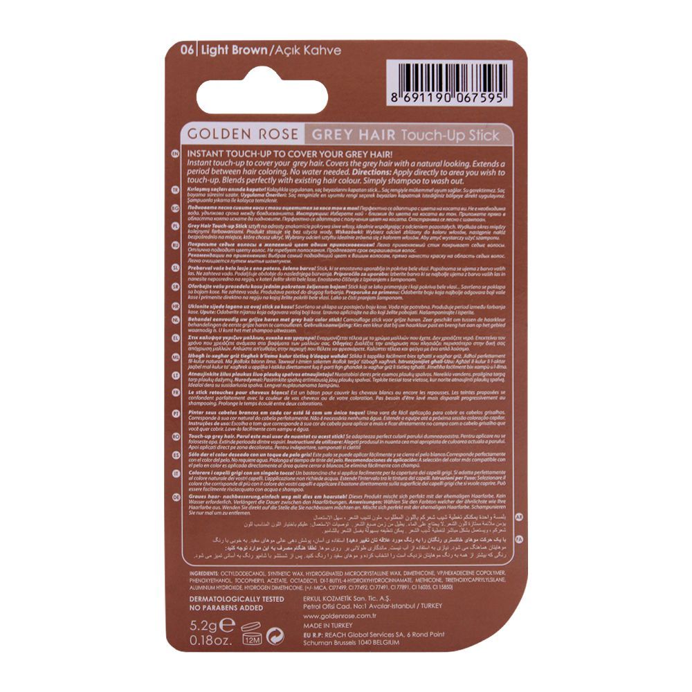 Golden Rose Grey Hair Touch-Up Stick, 06 Light Brown, Lipstick, Golden Rose, Chase Value