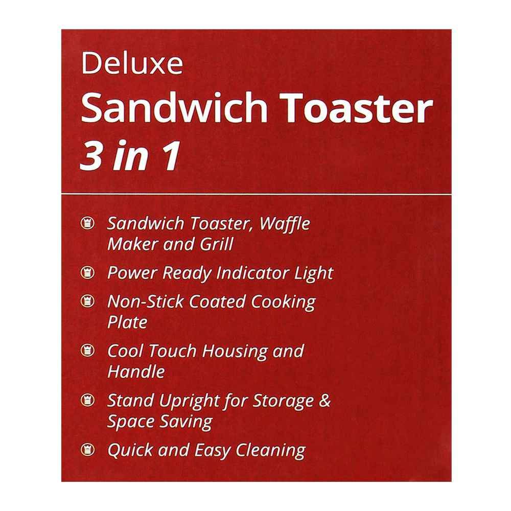 West Point Deluxe 3-In-1 Sandwich Toaster, WF-6293, Toaster & Hot Plate, Westpoint, Chase Value