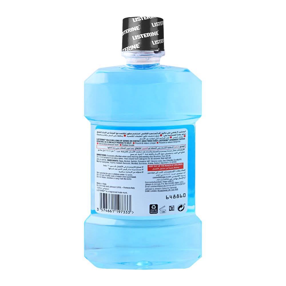 Listerine Advanced Tartar Control Antiseptic Arctic Mint Mouthwash, 500ml, Oral Care, Listerine, Chase Value