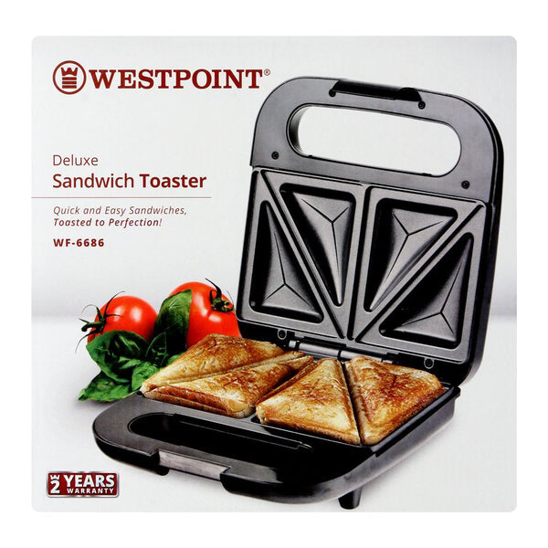 West Point Deluxe Sandwich Toaster, 800W, WF-6686, Toaster & Hot Plate, Westpoint, Chase Value
