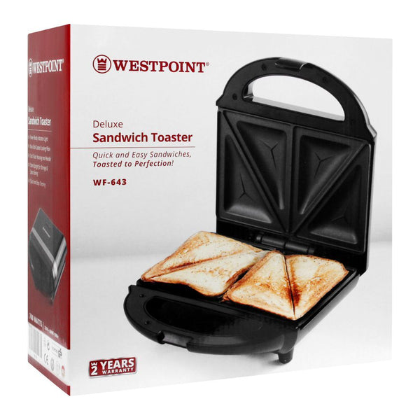 West Point Deluxe Sandwich Toaster, 700W, WF-643, Toaster & Hot Plate, West Point, Chase Value