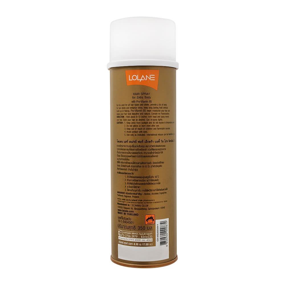 Lolane Hair Spray For Extra Body, With Pro-Vitamin B5, 350ml, Hair Styling, Lolane, Chase Value