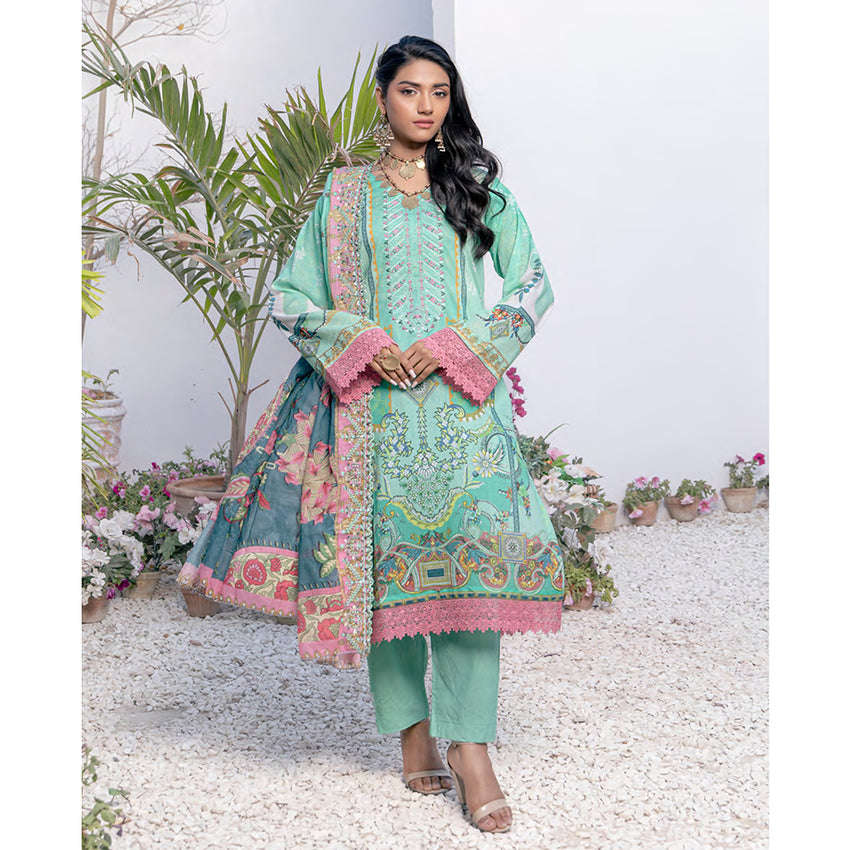 Janan Printed Lawn Embroidered  Suit 3Pcs with Cut Work Dupatta - 6, Women, 3Pcs Shalwar Suit, Zesh Textile, Chase Value