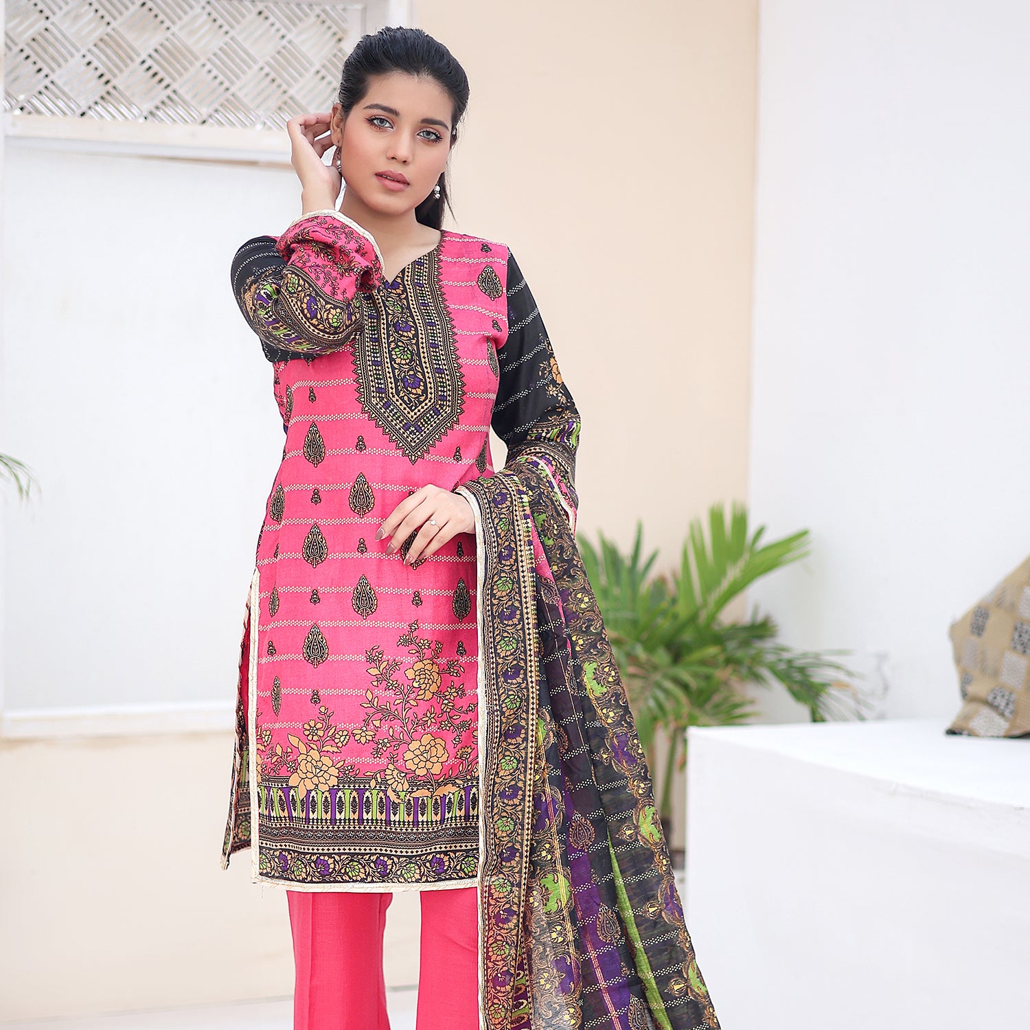 Laiba By SN Cloth Printed Unstitched 3 Pcs Suit - 10, Women, 3Pcs Shalwar Suit, SN Cloth, Chase Value