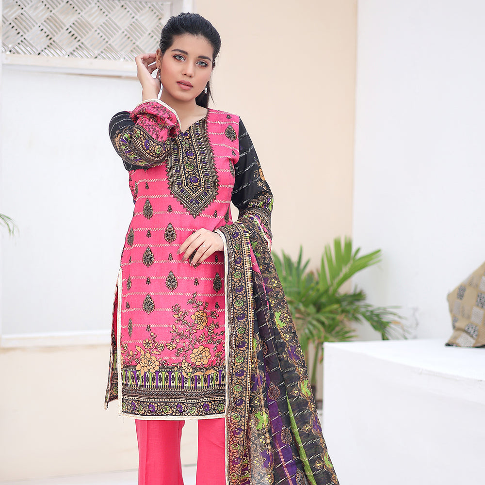 Laiba By SN Cloth Printed Unstitched 3 Pcs Suit - 10, Women, 3Pcs Shalwar Suit, SN Cloth, Chase Value