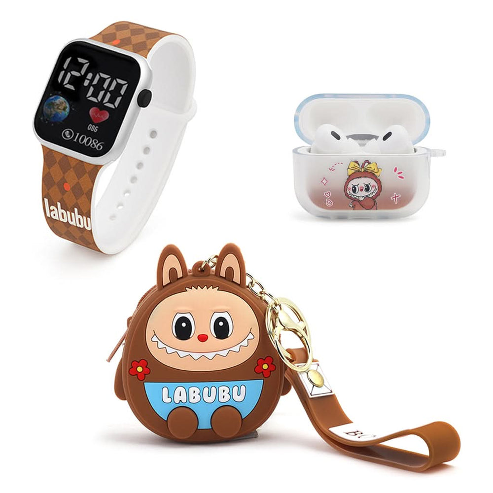 LABUBU LED Watch TWS S05 - 5 in 1 Smart Gadget Gift Set for Kids, Kids Watches, Chase Value, Chase Value
