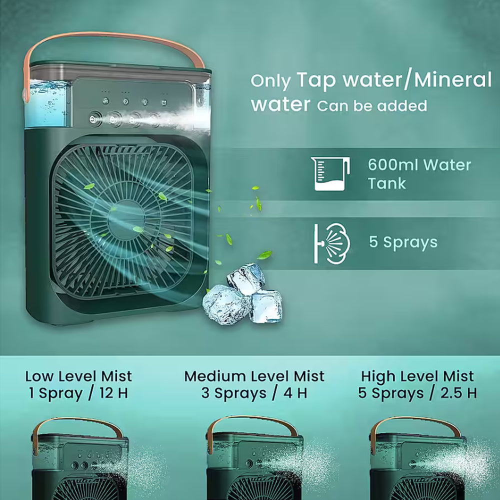 Air Cooler Fan A7776 N1 - Green, Rechargeable Fan, Chase Value, Chase Value