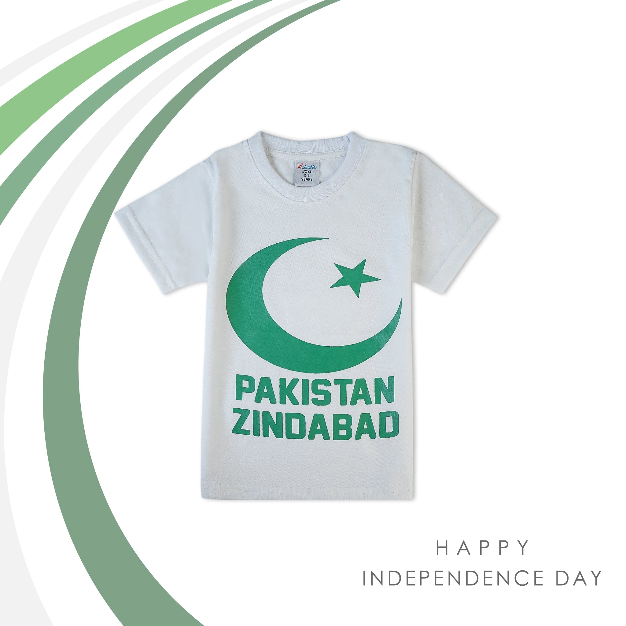 Valuable Boys Half Sleeves Azadi T-Shirt - White, Boys T-Shirts, Valuable, Chase Value