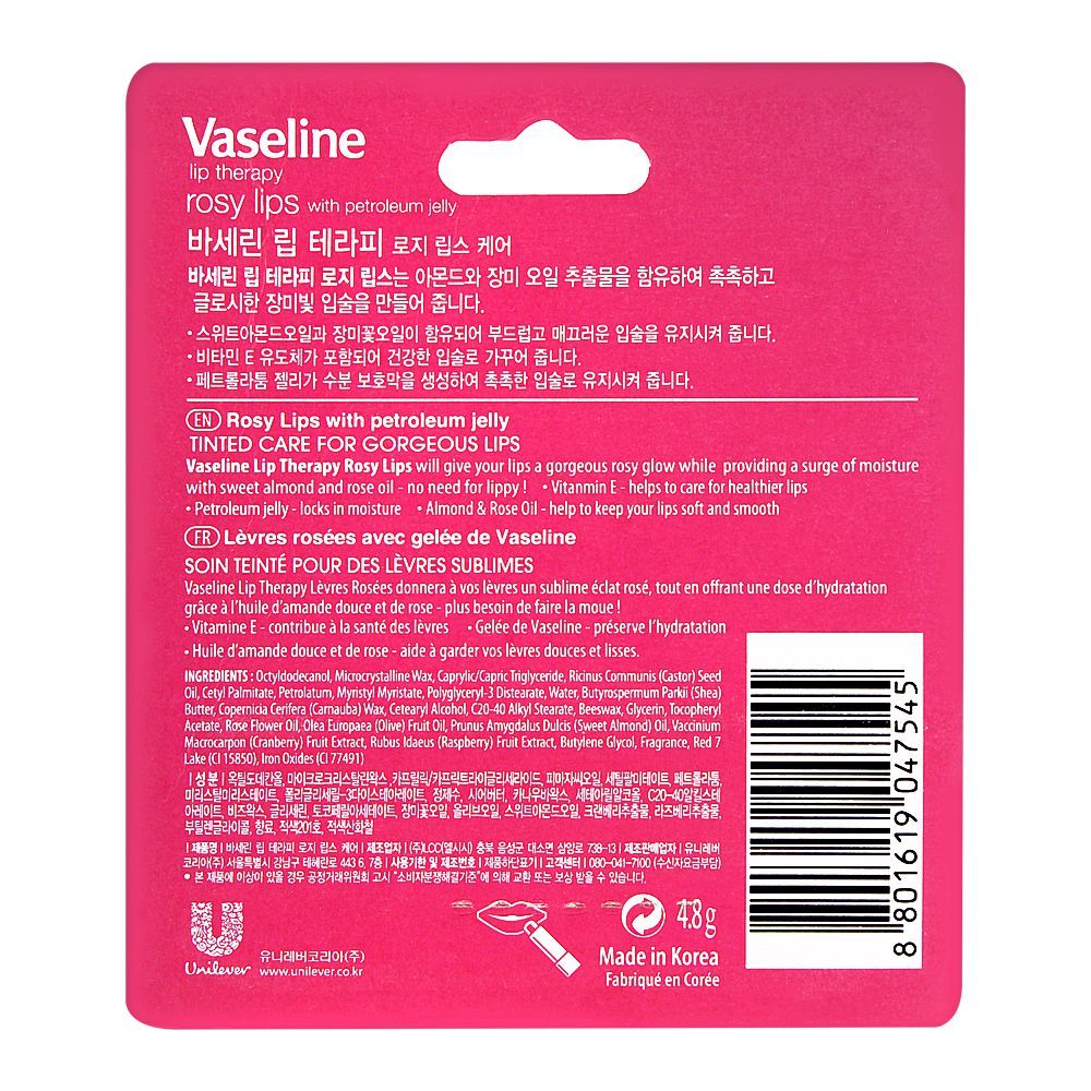 Vaseline  Lip Therapy Lip Balm Rosy , 4.8g, Creams & Lotions, Vaseline, Chase Value