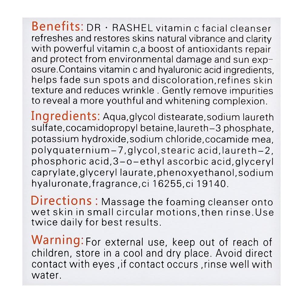 Dr. Rashel Vitamin C Brightening & Anti Aging Face Cleanser, 80ml, Skin Treatments, Dr Rashel, Chase Value