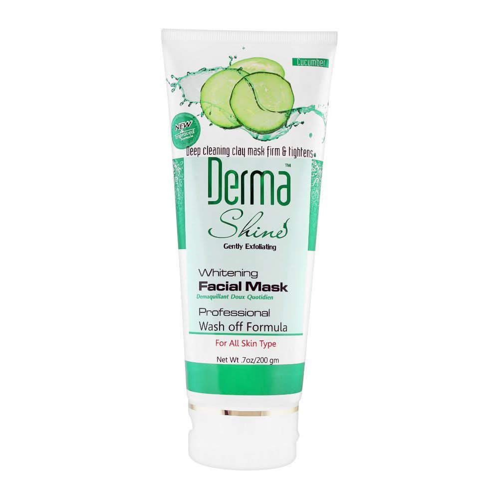 Derma Shine Gently Exfoliating Cucumber Whitening Facial Mask, For All Skin Types, 200g, Face Washes, Dema Shine, Chase Value