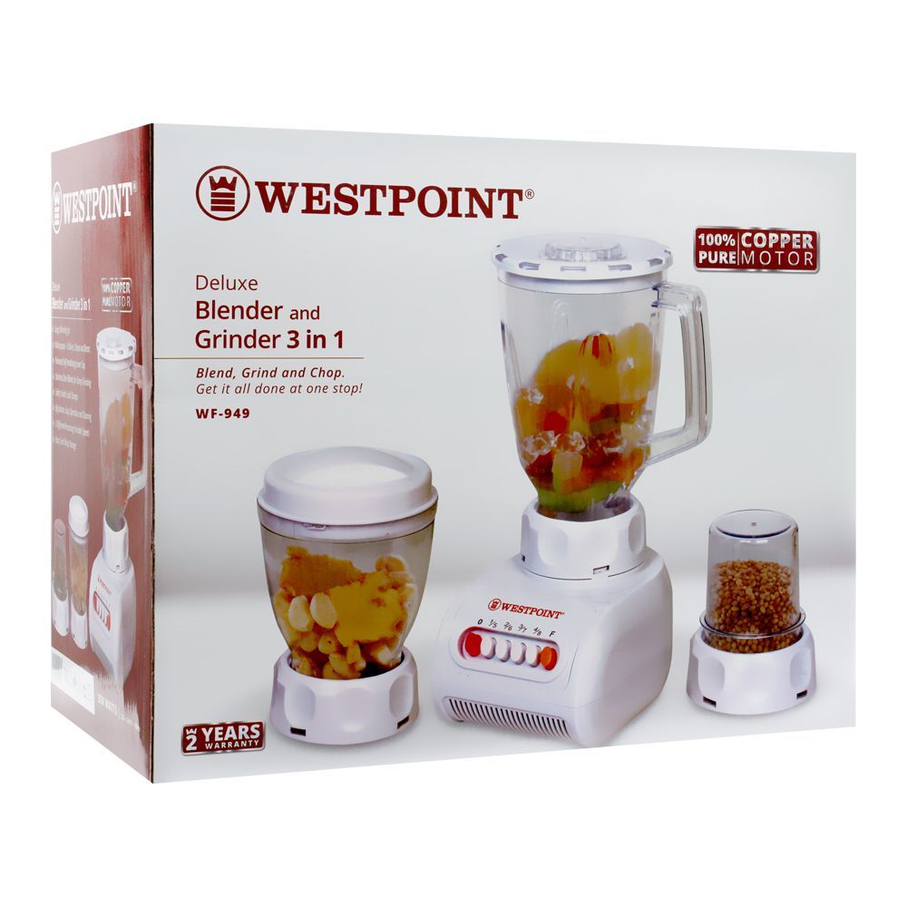 West Point 3-In-1 Blender, Grinder & Chopper, 350W, WF-949, Chopper, Westpoint, Chase Value