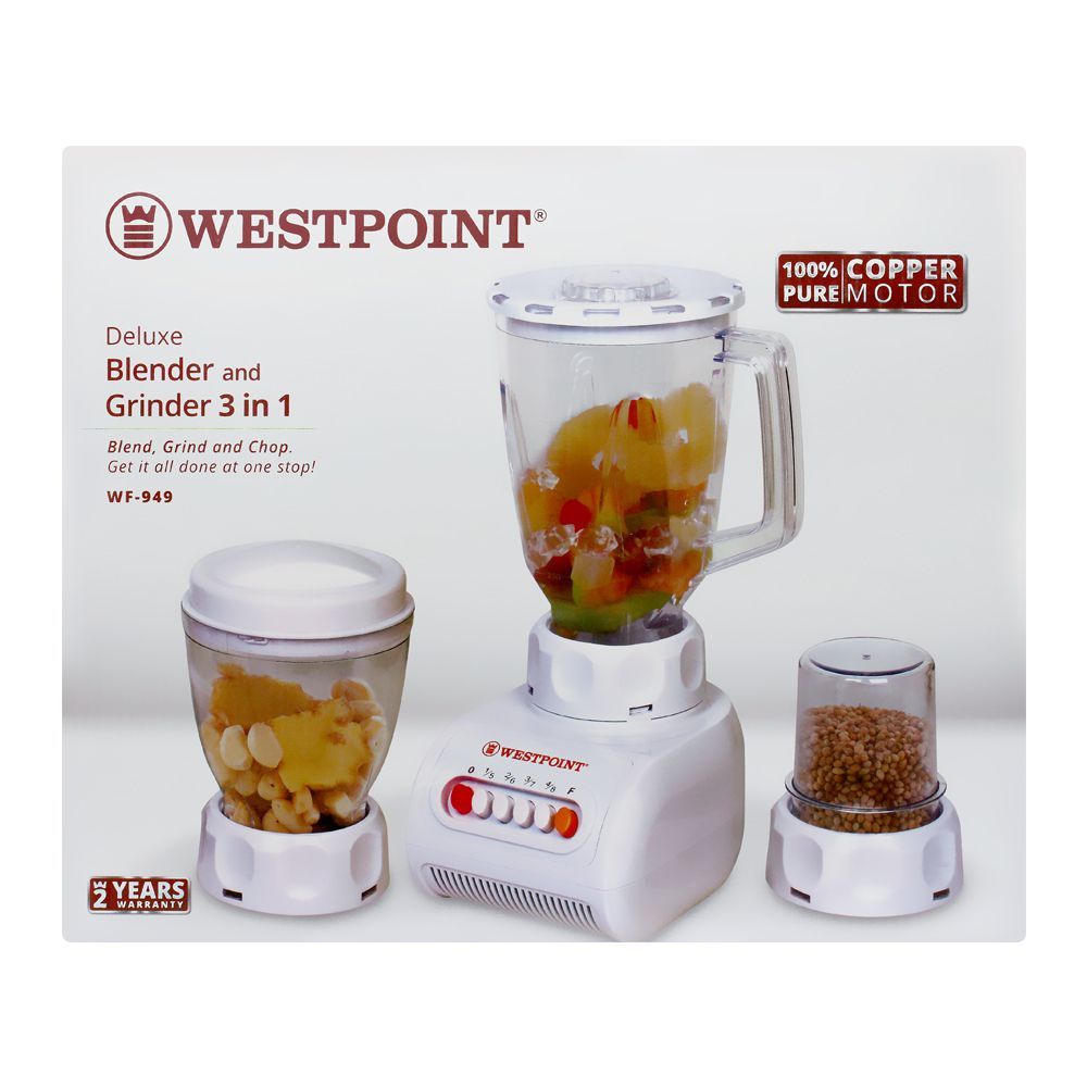 West Point 3-In-1 Blender, Grinder & Chopper, 350W, WF-949, Chopper, Westpoint, Chase Value