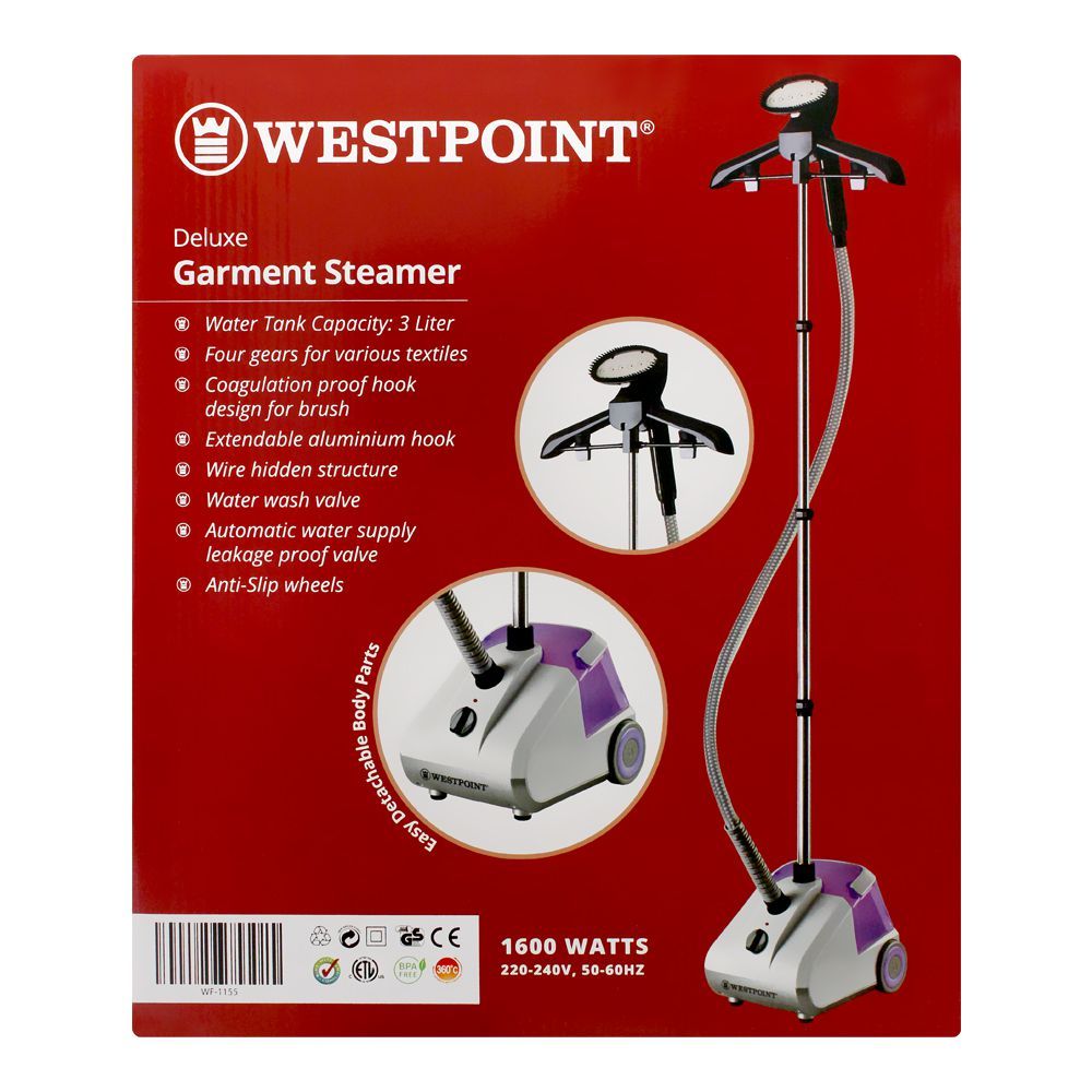 West Point Deluxe Garments Steamer, 1600W, WF-1155, iron, Westpoint, Chase Value