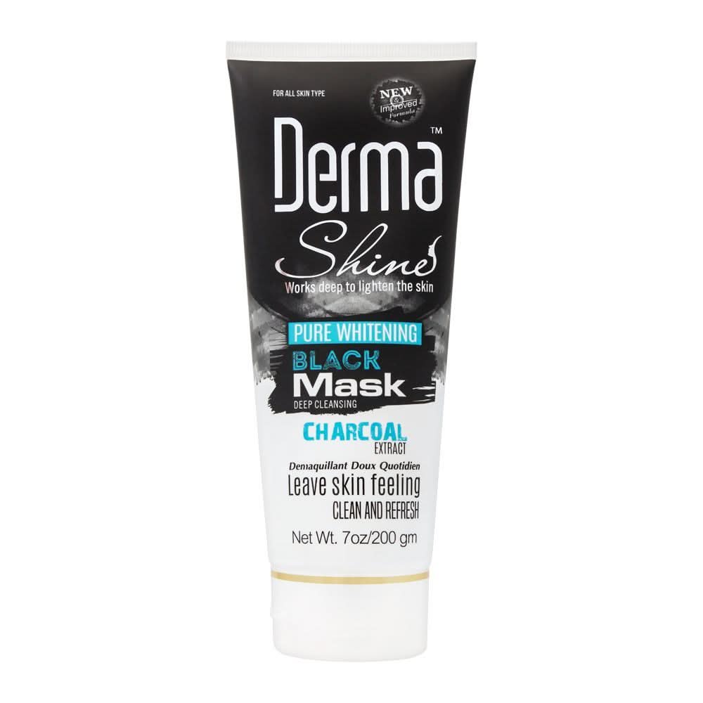 Derma Shine Pure Whitening Charcoal Extract Black Face Mask, 200G, Face Washes, Derma Shine, Chase Value