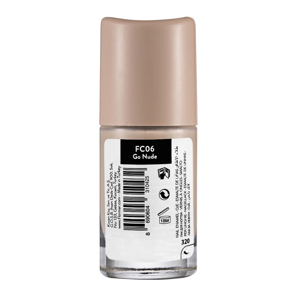 Flormar Full Color Nail Enamel, FC06 Go Nude, 8ml, Nails, Flormar, Chase Value