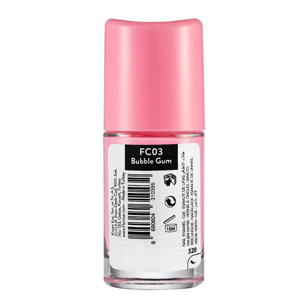 Flormar Full Color Nail Enamel, FC03 Bubble Gum, 8ml, Nails, Flormar, Chase Value