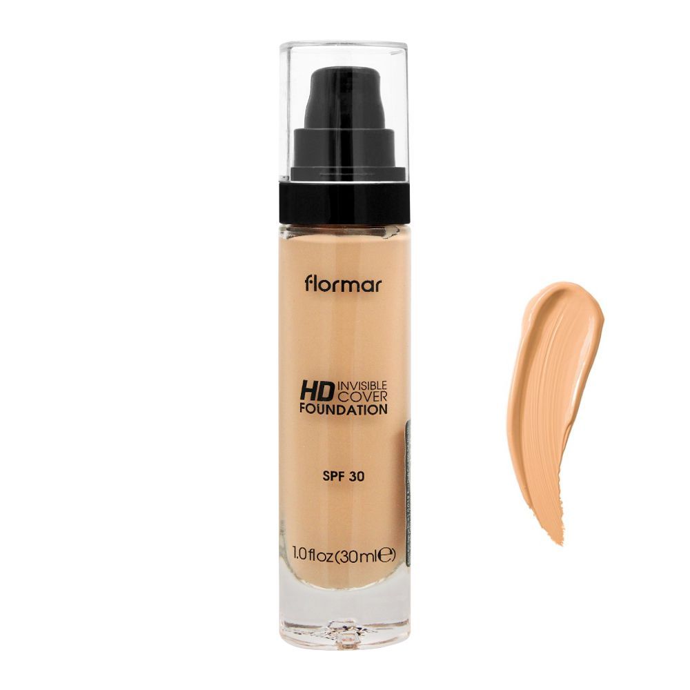 Flormar Invisible Coverage HD Foundation, 50 Light Beige 30ml, Foundation, Flormar, Chase Value