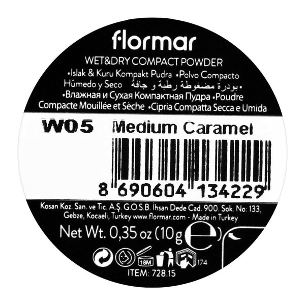 Flormar Wet & Dry Compact Powder, W05 Medium Caramel