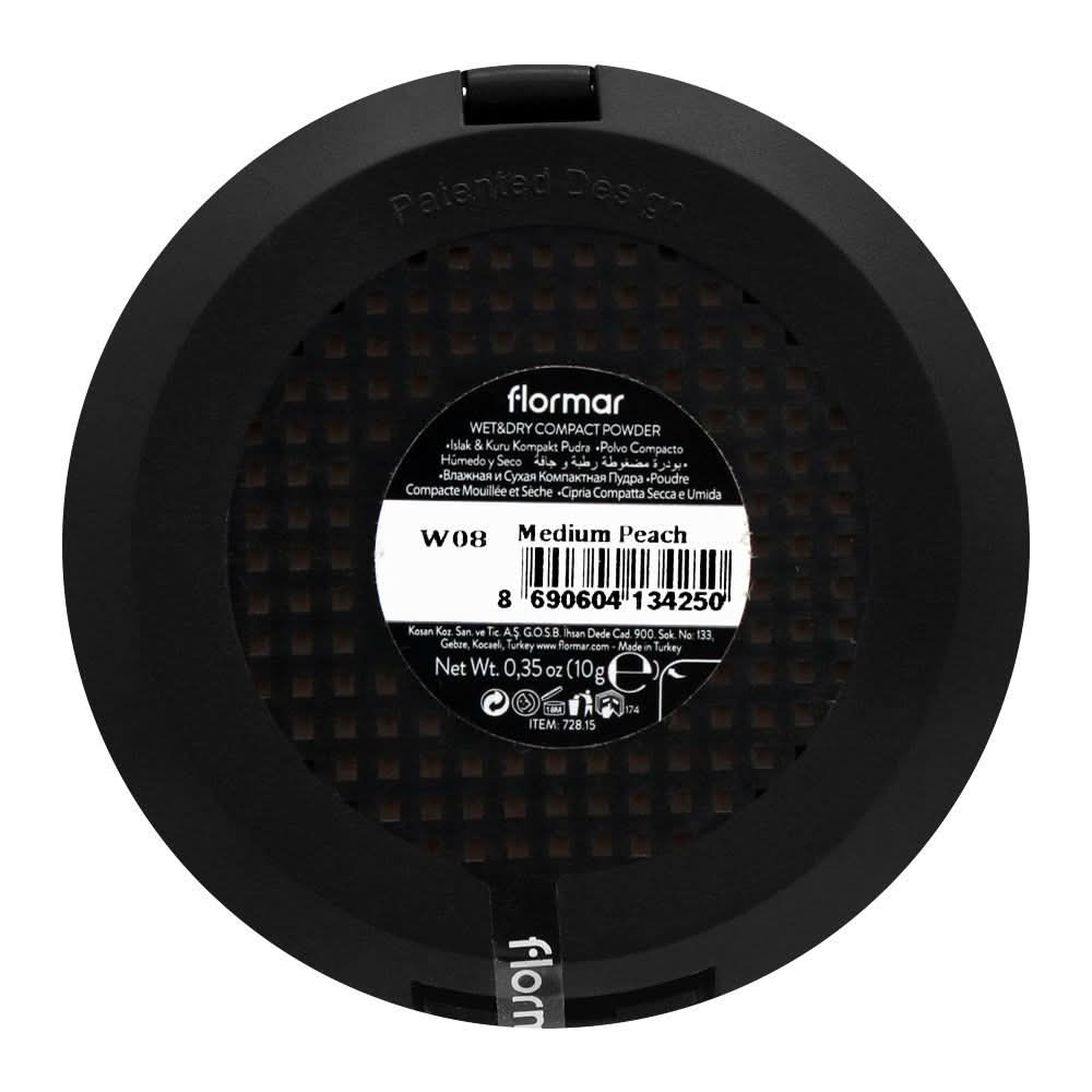 Flormar Wet & Dry Compact Powder, W08 Medium Peach, Compact Powder, Flormar, Chase Value