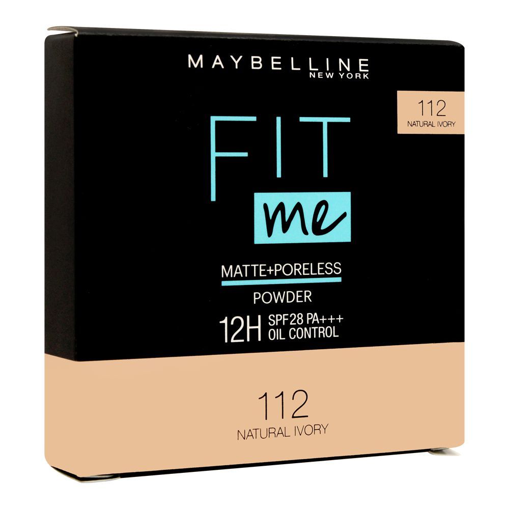 Maybelline New York Fit Me Matte+Poreless Powder, 112 Natural Ivory, Compact Powder, Maybelline, Chase Value