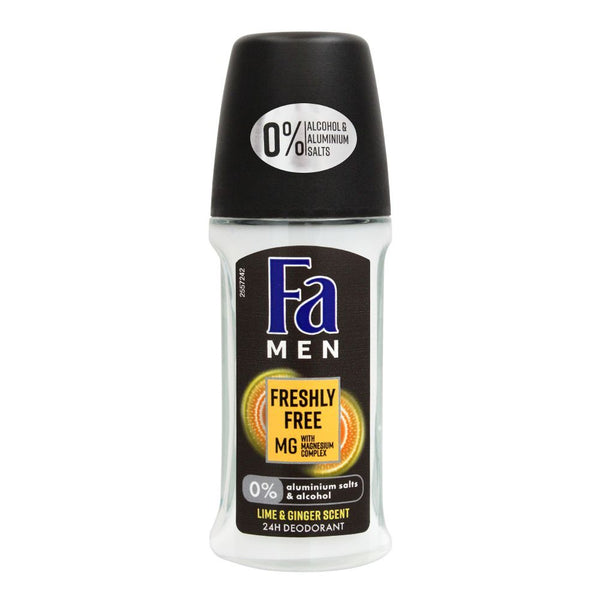 Fa Men 24H Freshly Free Lime & Ginger Scent Roll-On Deodorant, For Men, 50ml, Body Roll On & Sticks, Fa, Chase Value
