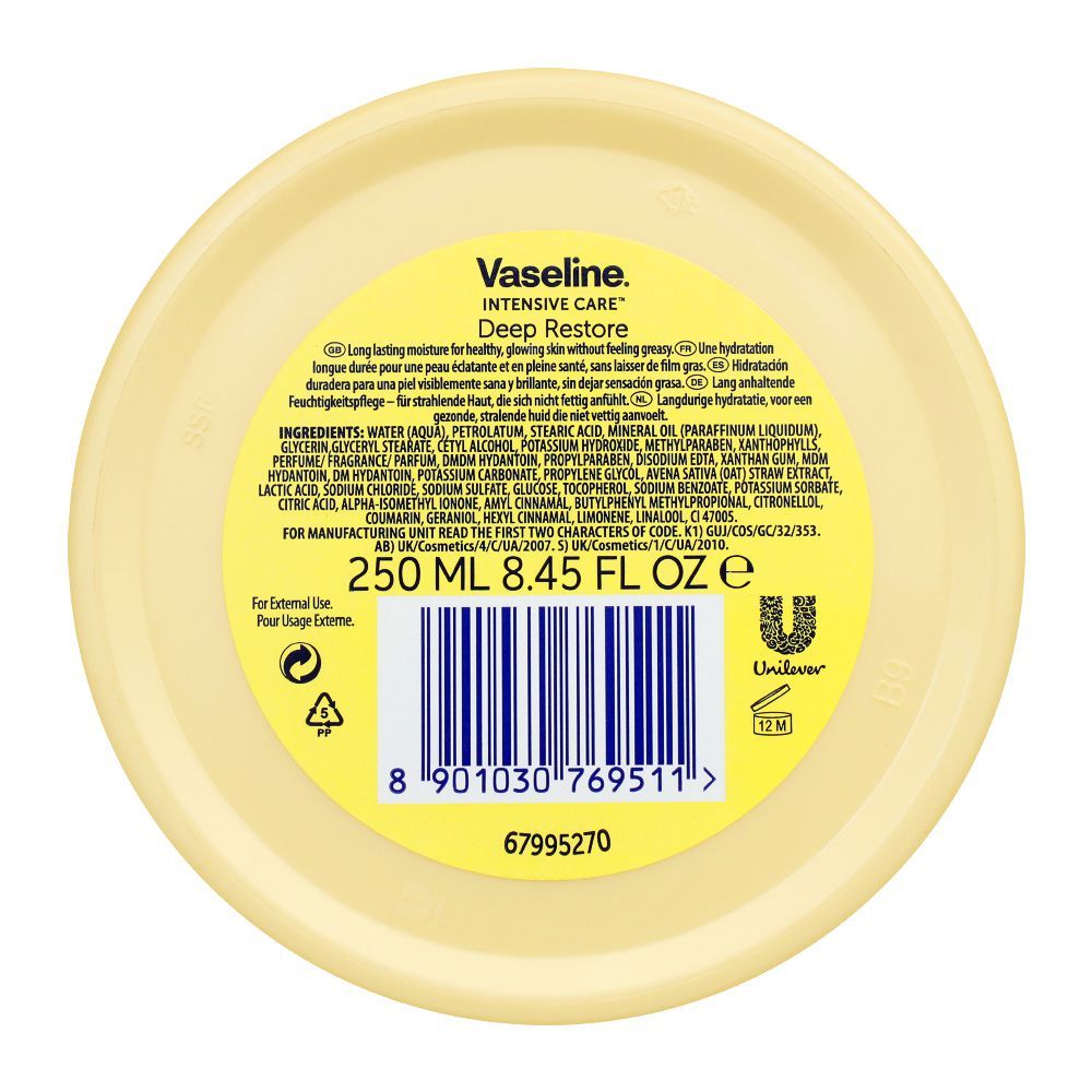 Vaseline Intensive Care Deep Restore Body Cream, 250ml, Creams & Lotions, Vaseline, Chase Value